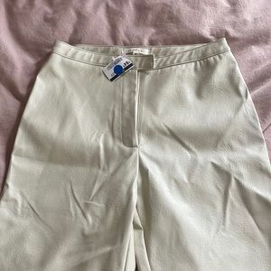 Vegan Leather Pants in Bone